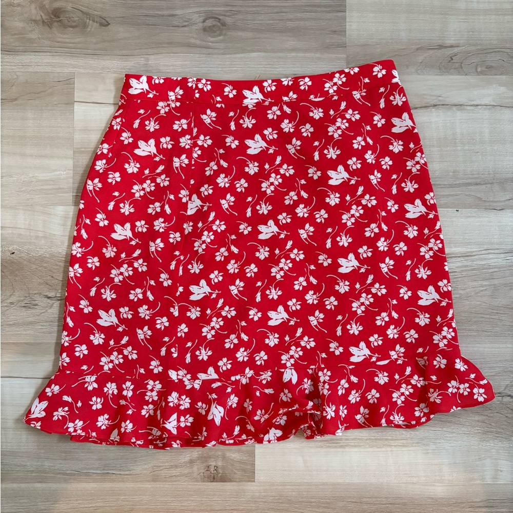 J. Crew Floral Red Mini Skirt NWT